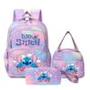 Set Zaino Stitch per Bambini, Borsa da Scuola a Grande Capacità con Borsa Pranzo e Astuccio, Carino Zaino da Giorno Cartoon per Esterno per Bambine Bambini