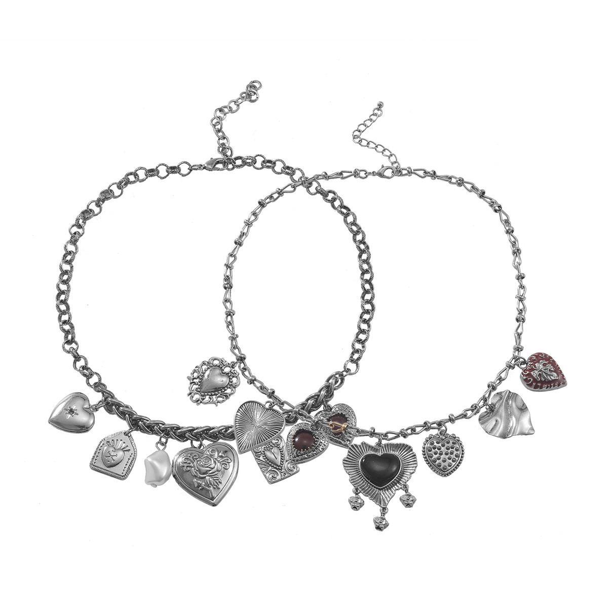 

2024 Богемне багатошарове металеве намисто з кулоном для жінок срібний