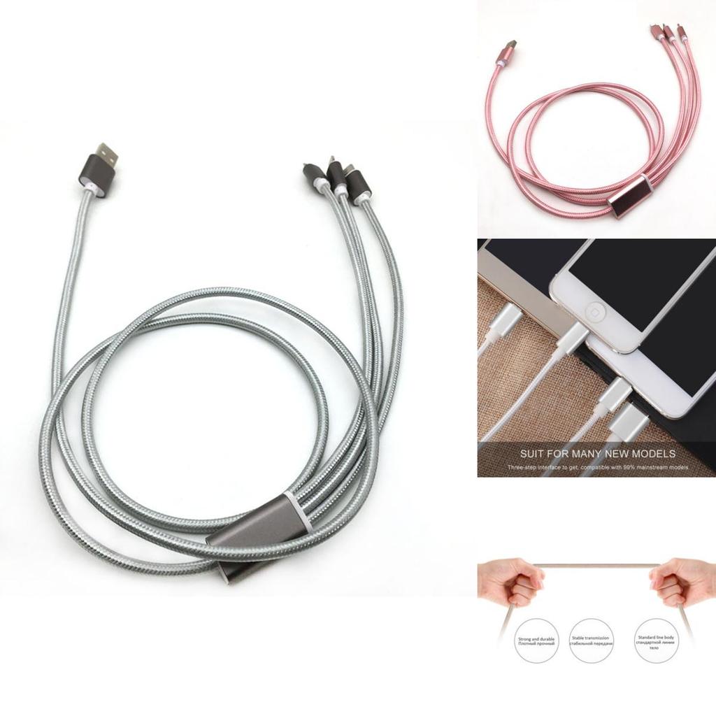Usb 3in1 Charger Cable Micro Typec Data Sync Cable For Iphone 5 6 Android 7plus