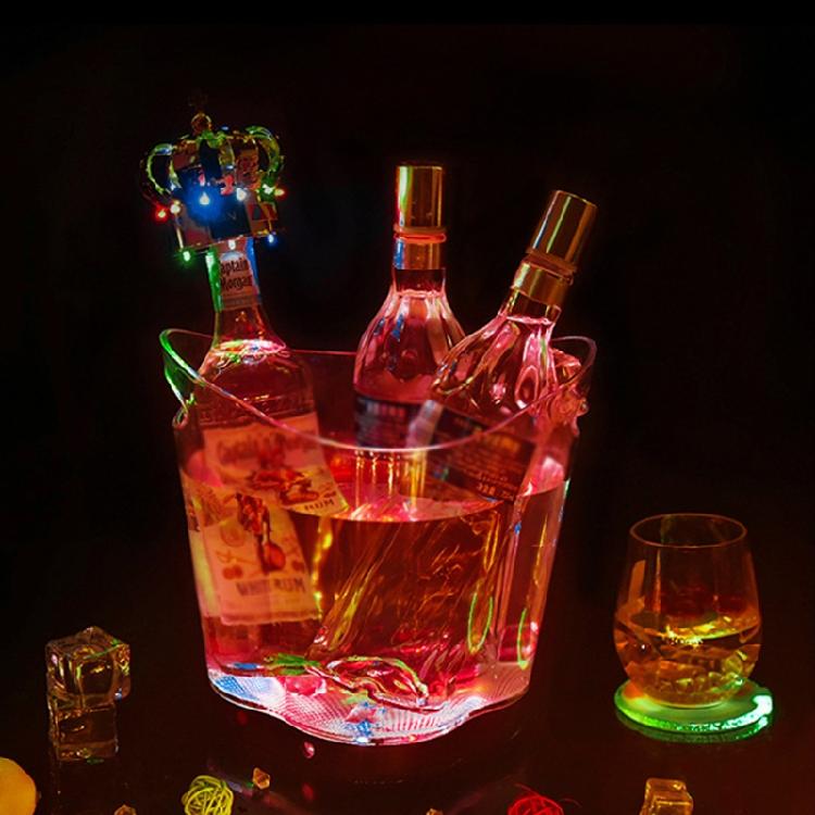Beer Beverage Ice Bucket Battery Powered LED Ice Bucket Wine Ice Bucket with Colorful LED Light for Night Bar Wedding