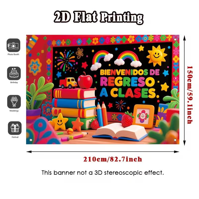 Bienvenidos De Regreso A Clases Backdrop, Spanish Back to School Banner