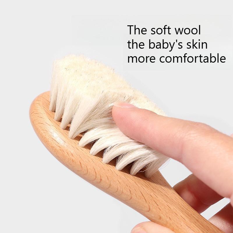 Baby Comb Wool Brush Set Beech Comb Cleaning Comb Bath Brush Combination