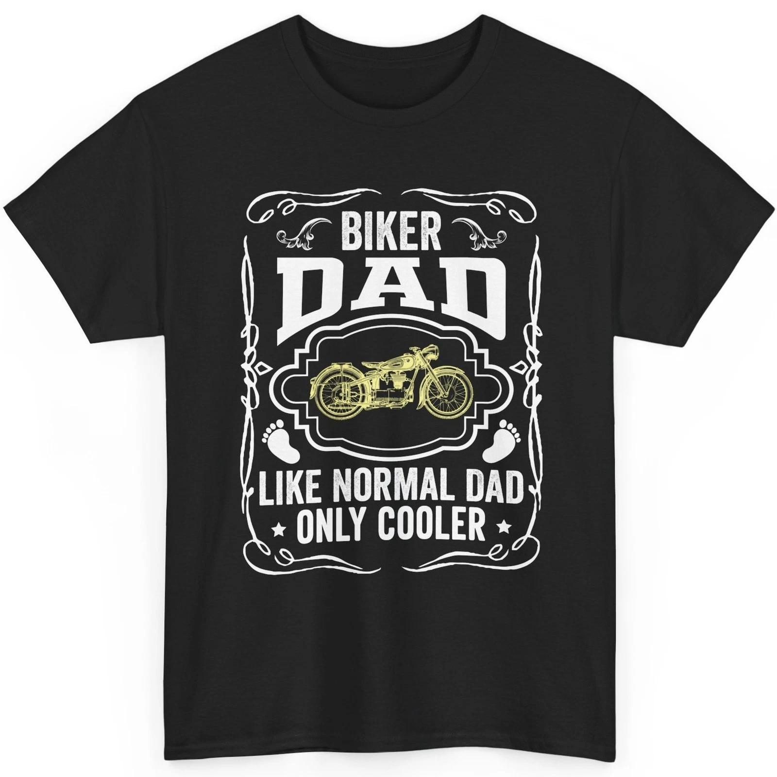 Vintage Biker Dad T Shirt Father Gift Graphic Tee Like Normal Dad Only Cooler L