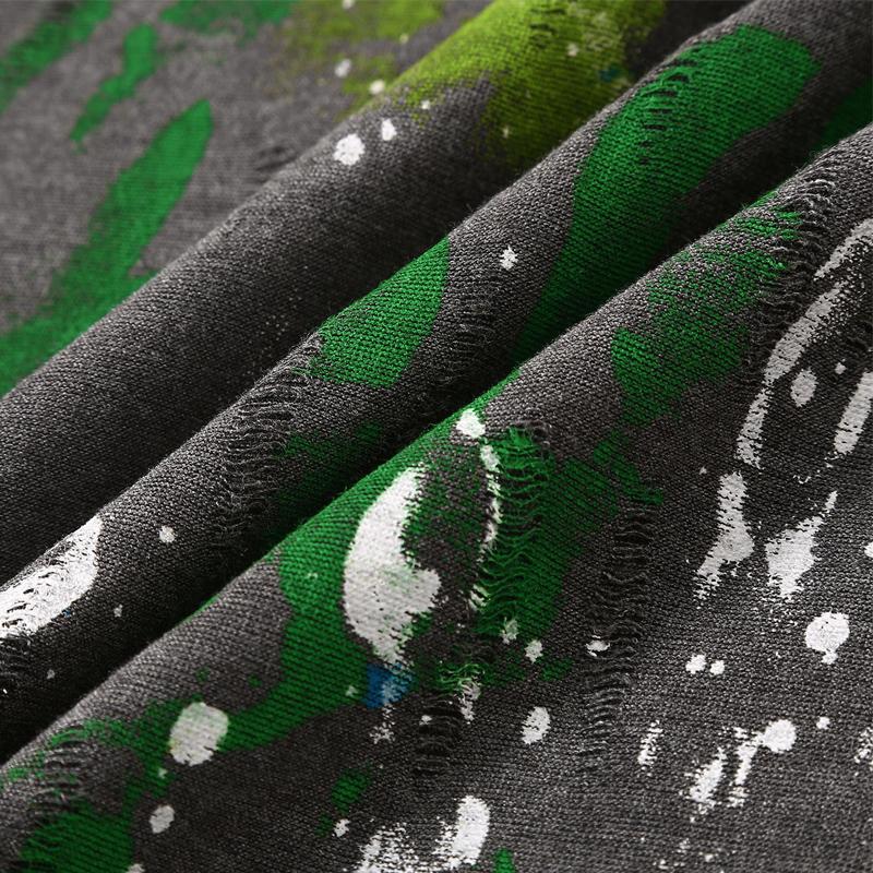 Plus Size 6XL-13XL Fashion Men's Distressed T-shirt Summer Oversized Tops Casual Painted Short Sleeve Tee Summer Clothing