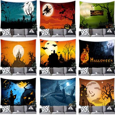 Home Decor Halloween Tapestry Wall Hanging Bat Pumpkin Happy Halloween Tapestry Wall Hanging Party Background 230X180CM Tapiz