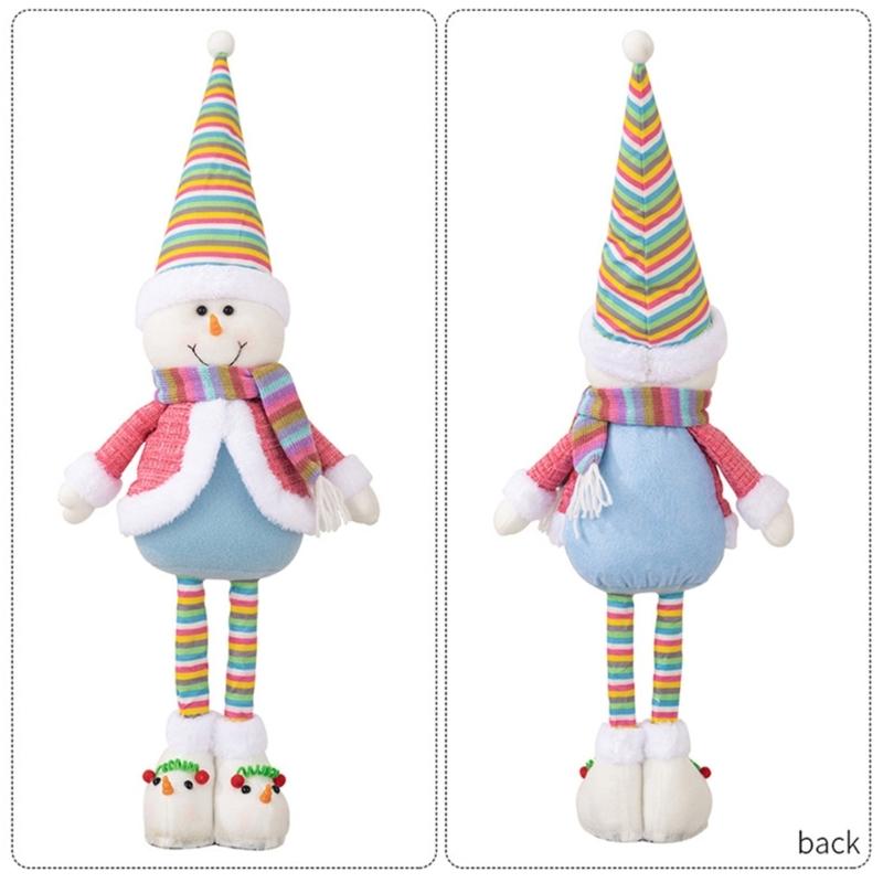 Festival Telescopic Christmas Doll with Extendable Legs Santa/Snowman Figure for Home Display Yuletide Table Decoration