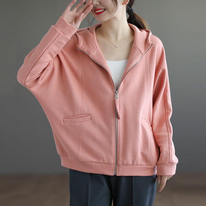 Fashion Women's Hooded Sweatshirt Short Coat Casual Loose Cotton Jacket