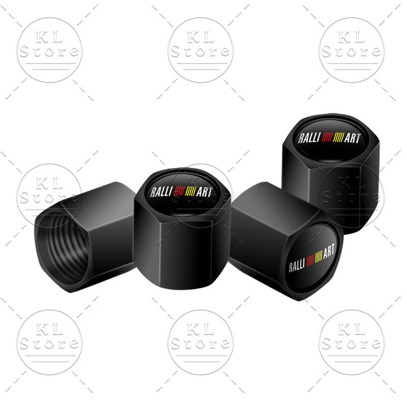 4 stuks Auto Styling RalliArt Embleem Wiel Band Ventieldopjes Stuurpen Hoes Stofkappen Voor Mitsubishi RalliArt Lancer 9 10 Asx Outlander
