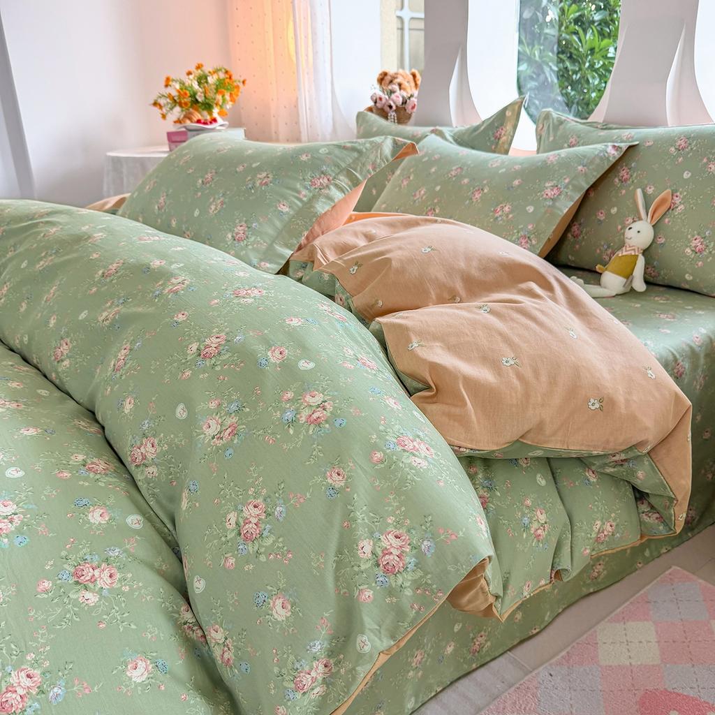 Small fresh pastoral cotton printing four-piece series bed sheet family student dormitory four-piece set