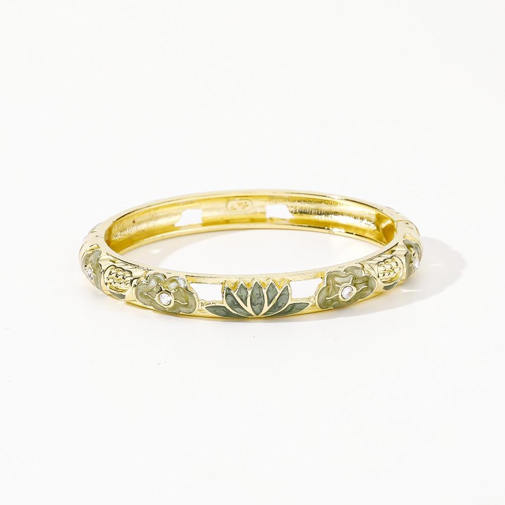 Hollow Out Enamel Floral Bangle Colorful Flower Bangle Vintage Dainty Jewelry Women
