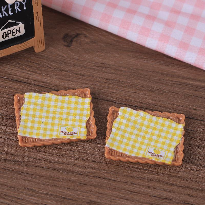 Korean Style Mini Plaid Tray & Food Toy Ornaments - Handmade Resin Hair Accessories