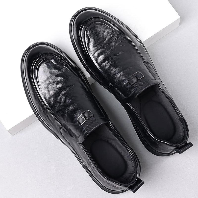 The first layer of cowhide autumn new men's business casual foot leather shoes high-end leather men's one-pedal men's shoes