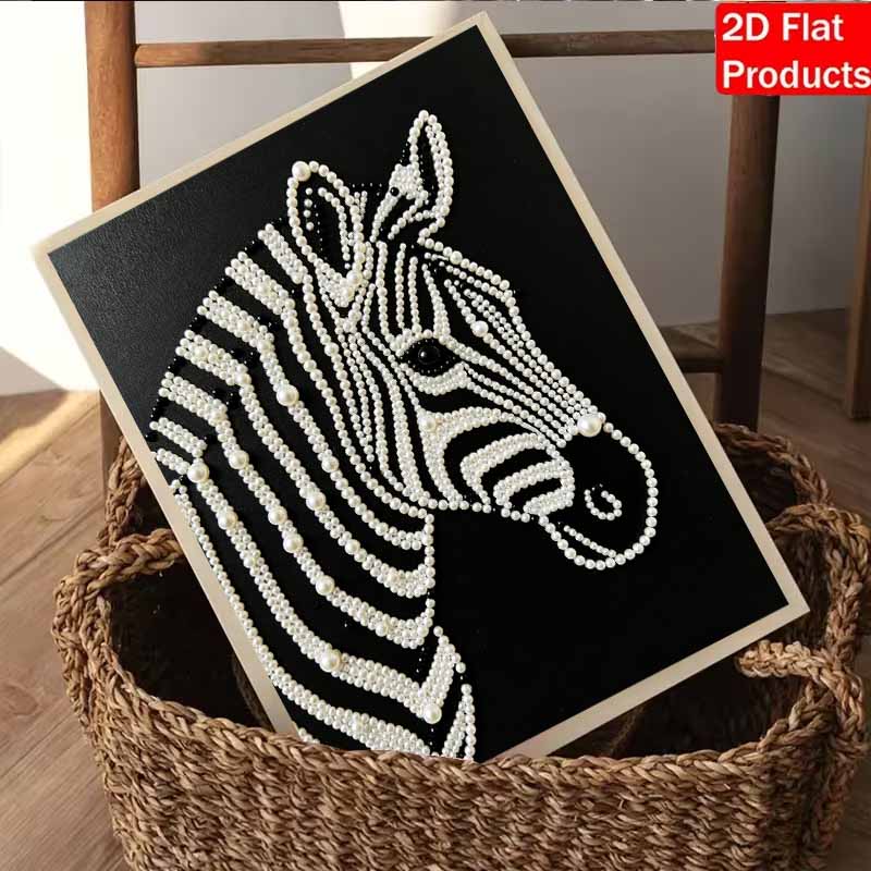 Pearl Art Painting Kit for Adults and Beginners, Elegant Zebra Animal Sparkling Painting Craft Home Wall Decor Handmade DIY Unique Gift