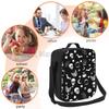 Black Goth Skull Insulated Lunch Bag Portable Waterproof Thermal Bento Tote Bags with Adjustable Strap for Work Picnic Beach