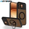 KEYSION 360° Rotating Ring Stand Magnetic Phone Case for HONOR 600 Pro 5G Matte Translucent Shockproof Back Cover for Honor 600 5G