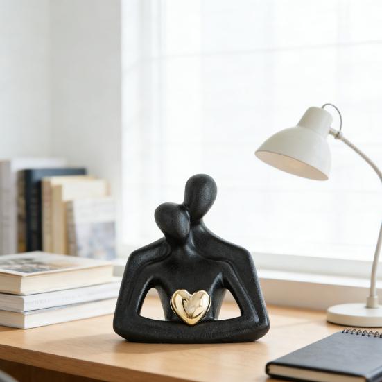 Romantische Paarskulptur Keramik Abstrakte Verliebte Figuren für Schlafzimmer TV-Schrank Heimregal Dekoration Hochzeit Valentinstag Jahrestag
