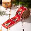 1PC Small Tree Pattern Festive Ribbon Embroidered Christmas Satin Ribbon 5mx5cm