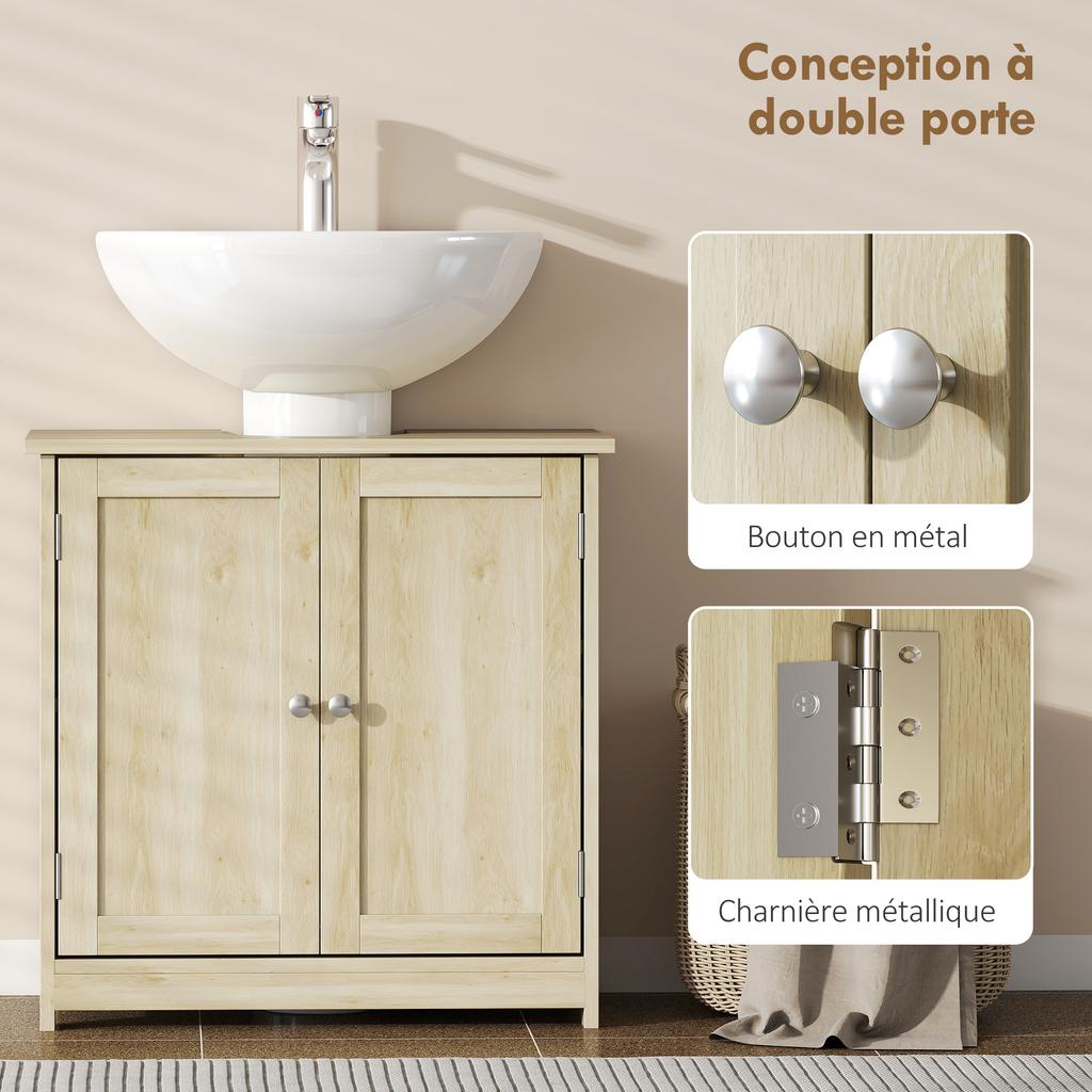 Bathroom Vanity Unit, Under-Sink Cabinet, 2 Doors, Shelf, 60 x 30 x 60 cm, Oak