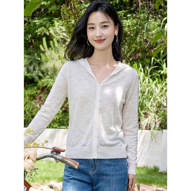 Women's Spring Summer Thin Knitted Hooded Cardigan