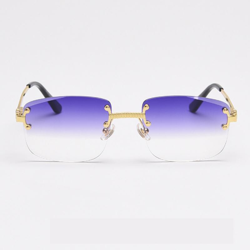 Rectangular Sun Glasses 90s Classic Fashion Summer Street Shot Decoration Luxury Metal square Frameless Sunglasses