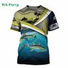 Men Shirts Graphic Tee Fish Print Short Sleeved T-shirt for Men Fish Graphic