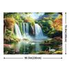 2D Waterfall Forest Lake Backdrop, Swan & Boat Nature Photography Background Cloth