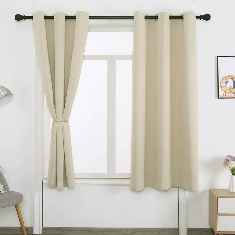 Contemporary Solid Color Curtains With Heavy Light Blockage For Bedroom And Lounge