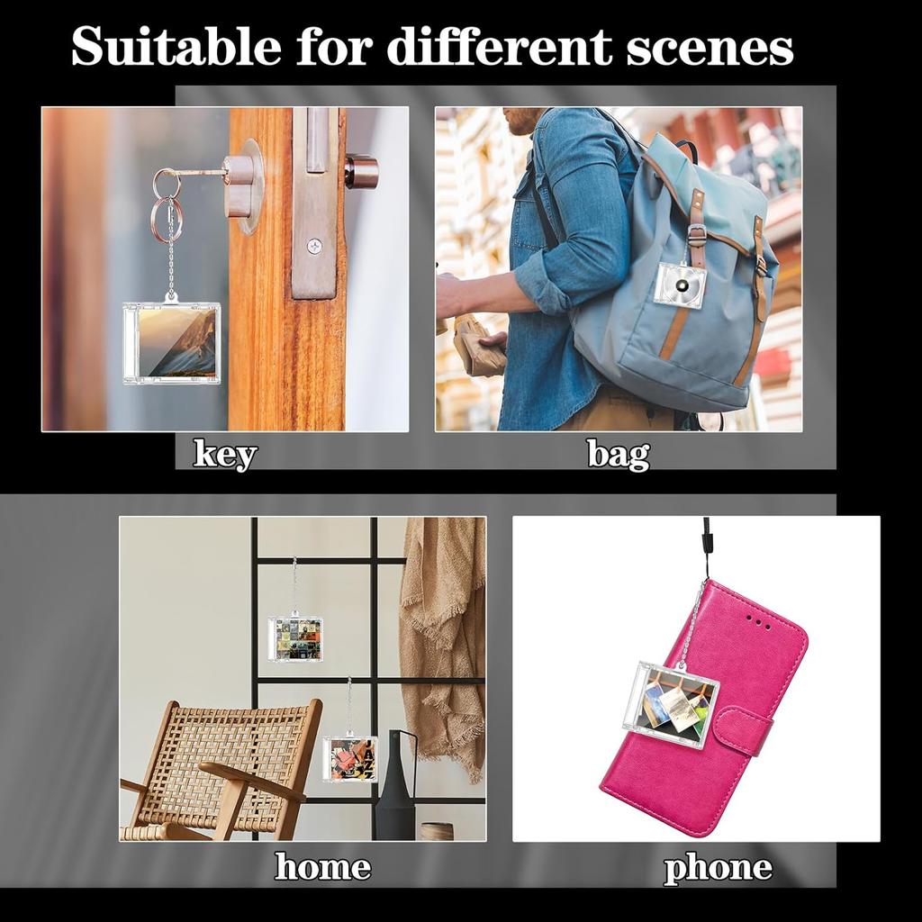Misdary Mini Cd Keychain Album Cases Plastic Cd Cases Clear DVD Cover Bulk DVD Jewel Keyring Music Blank Mini Compact Disc Holder Pendant