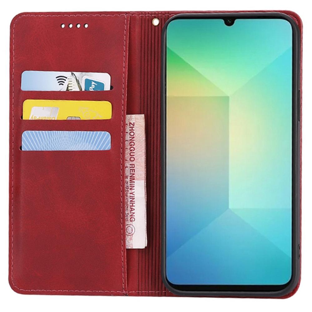 

For Samsung Galaxy A05 4G Case Wallet Calf Texture Leather Phone Cover with Hidden Magnetic Closure Rose Gold