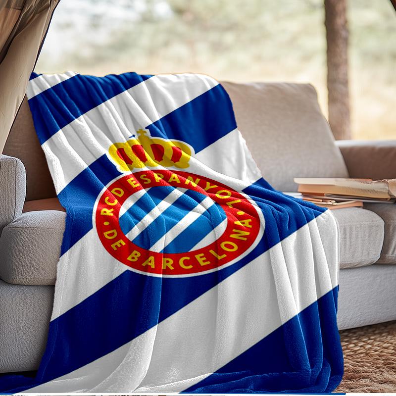 Real Sociedad Logo Ontwerp Deken Outdoor Flanellen Deken voor Kamperen, Wandelen, Tuinfeesten, Picknick Benodigdheden, cadeau voor familie en vrienden