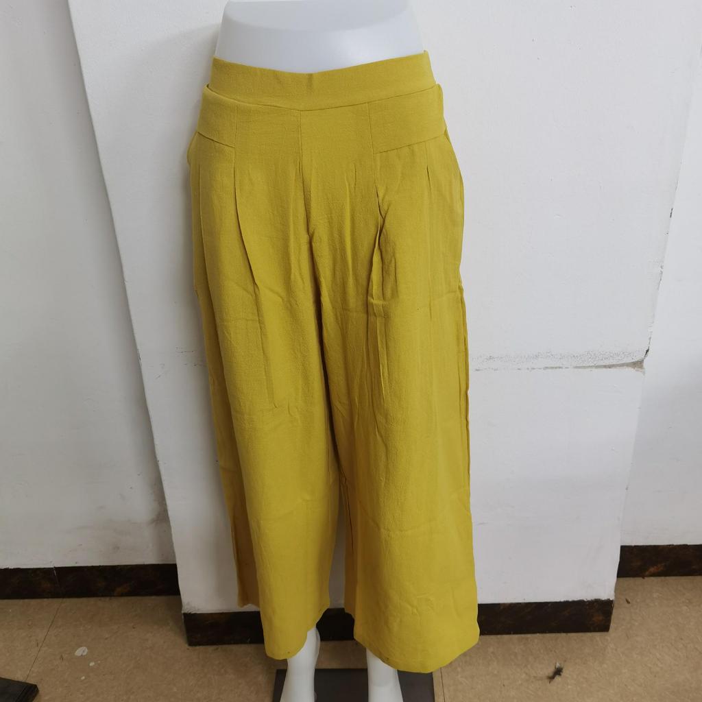 Women's Summer Cotton Linen Elastic Waist Wide-Leg Retro Pants