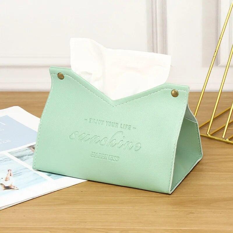 Living Room And Dining Room Tissue Box Eco-Friendly Leather Multi-Purpose Solid Color Creative Napkin Storage Box