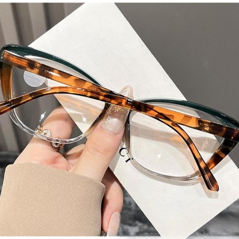 Fashionable and Personalized Cat Eye Presbyopia Sunglasses Female Elegant Color Blocking Anti UV and Anti Blue Light Glasses