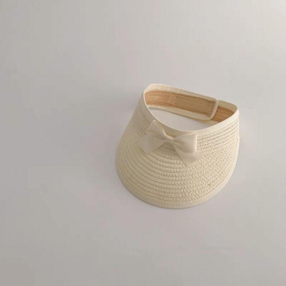 Empty Top Bow Straw Hat Korean Visor Cap Fashion Baby Straw Caps  5-36 Months