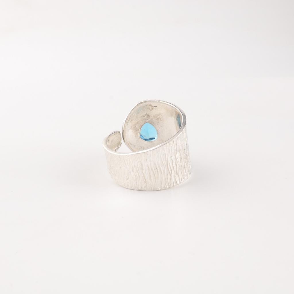 Swiss Blue Topaz Gemstone 925 Sterling Silver Jewelry Handcrafted Wedding Ring RR-63-2