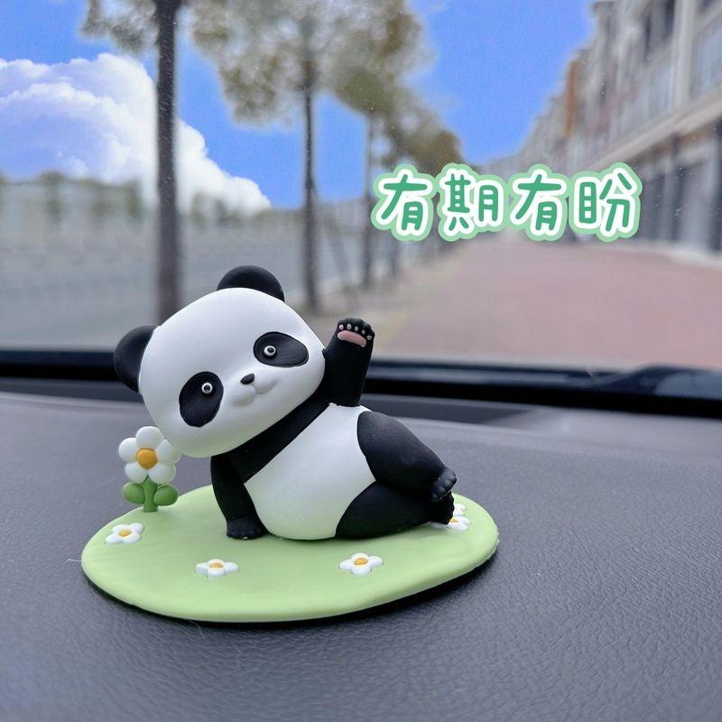Ins-Style Cute Cartoon Panda Car Dashboard Ornament Car Aroma Diffuser Stone Gypsum Decoration Car Interior Accessories for Women
