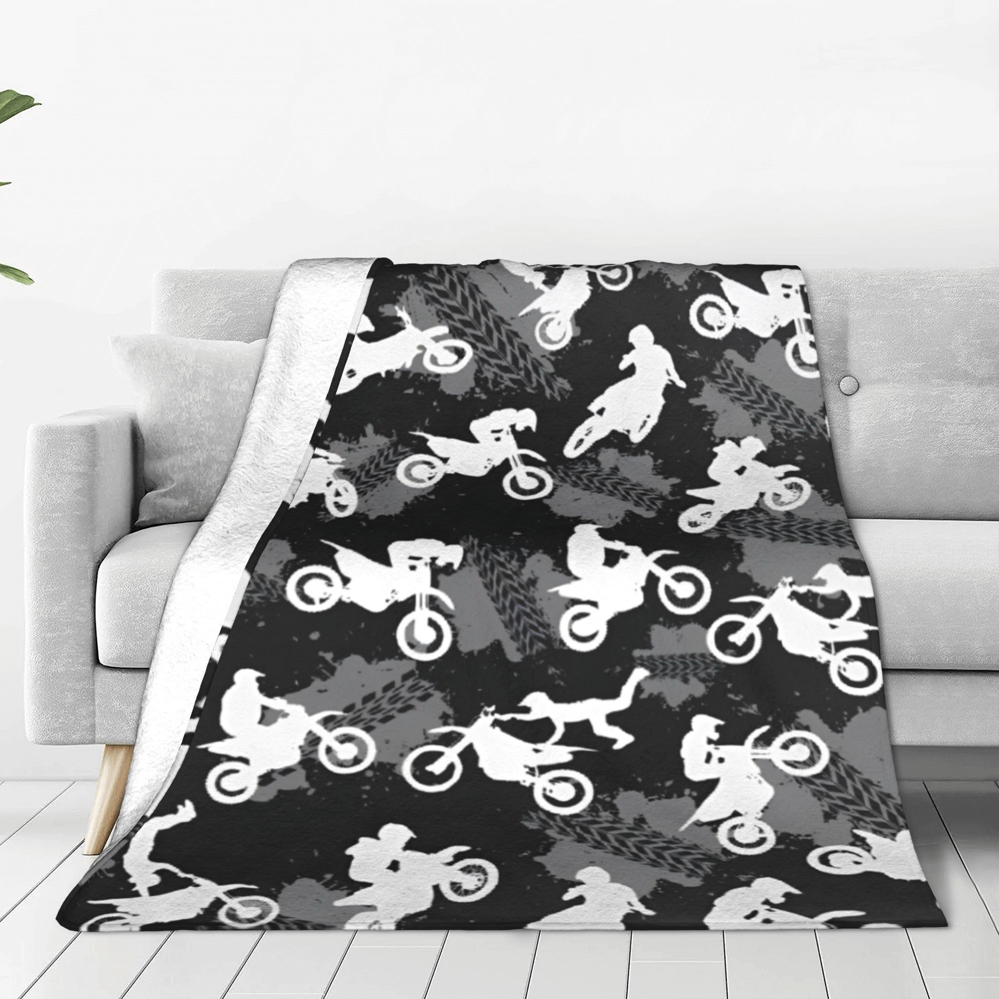Creative Homewares Unisex Dirt Bike Lovers Motocross Motorcycle Fleece Blankets Cross-Rally Cartoon Fashion Throw Blanket Home Hotel Sofa Bedspread Warm