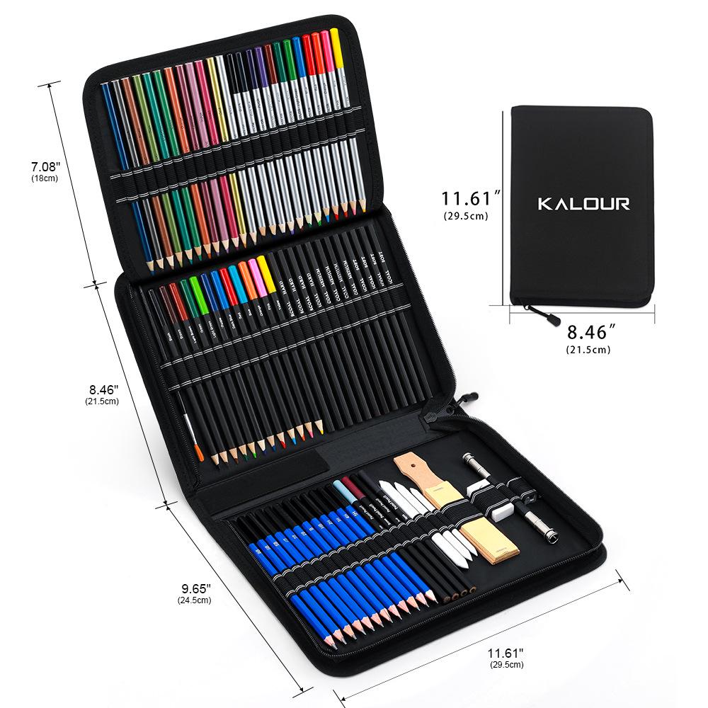 KALOUR 72-Piece Professional Sketching & Drawing Pencil Set for Fine Arts