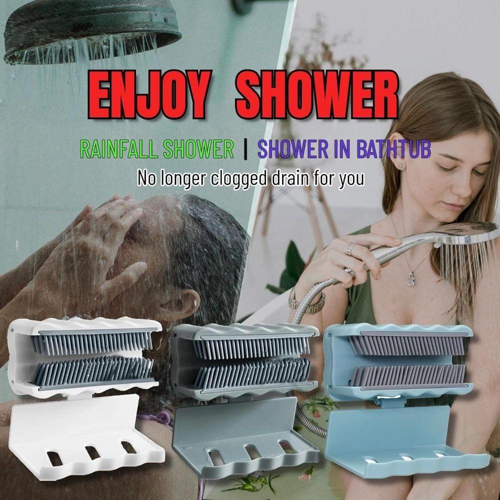 with Soap Holder Shower Hair Collector Soft Brush Bathtub Hair Stopper  For Home