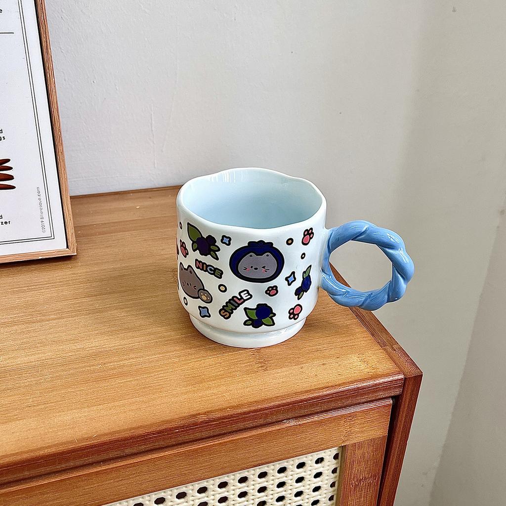 Cute Cartoon Doodle Style Ceramic Cup Household Mug Creative Souvenir Opening Birthday Gift Water Cup Women