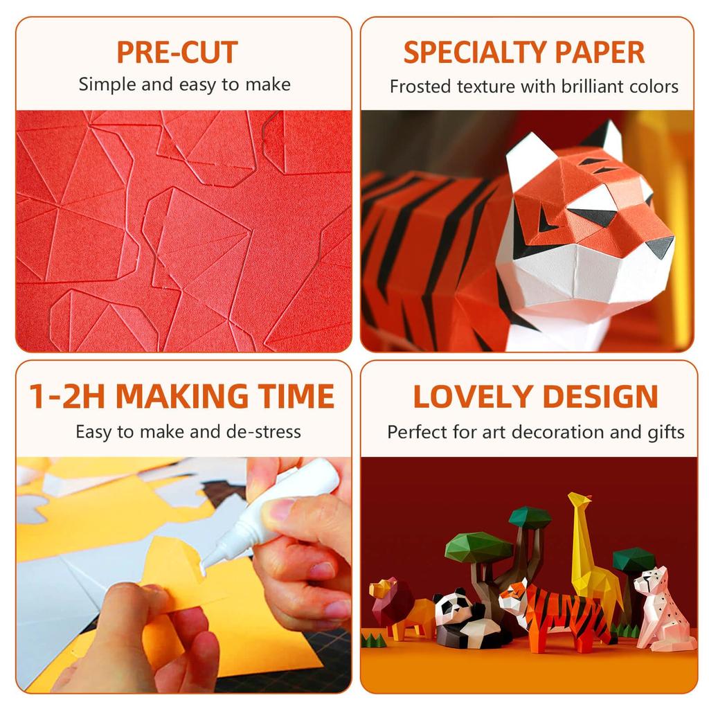ORIGAMIPLANET Tiger Fat Tiger 3D Origami Papercraft Creative Handmade Paper Art for 3D Paper Sculptor Unique DIY Animal Model Papercraft Set Gift for