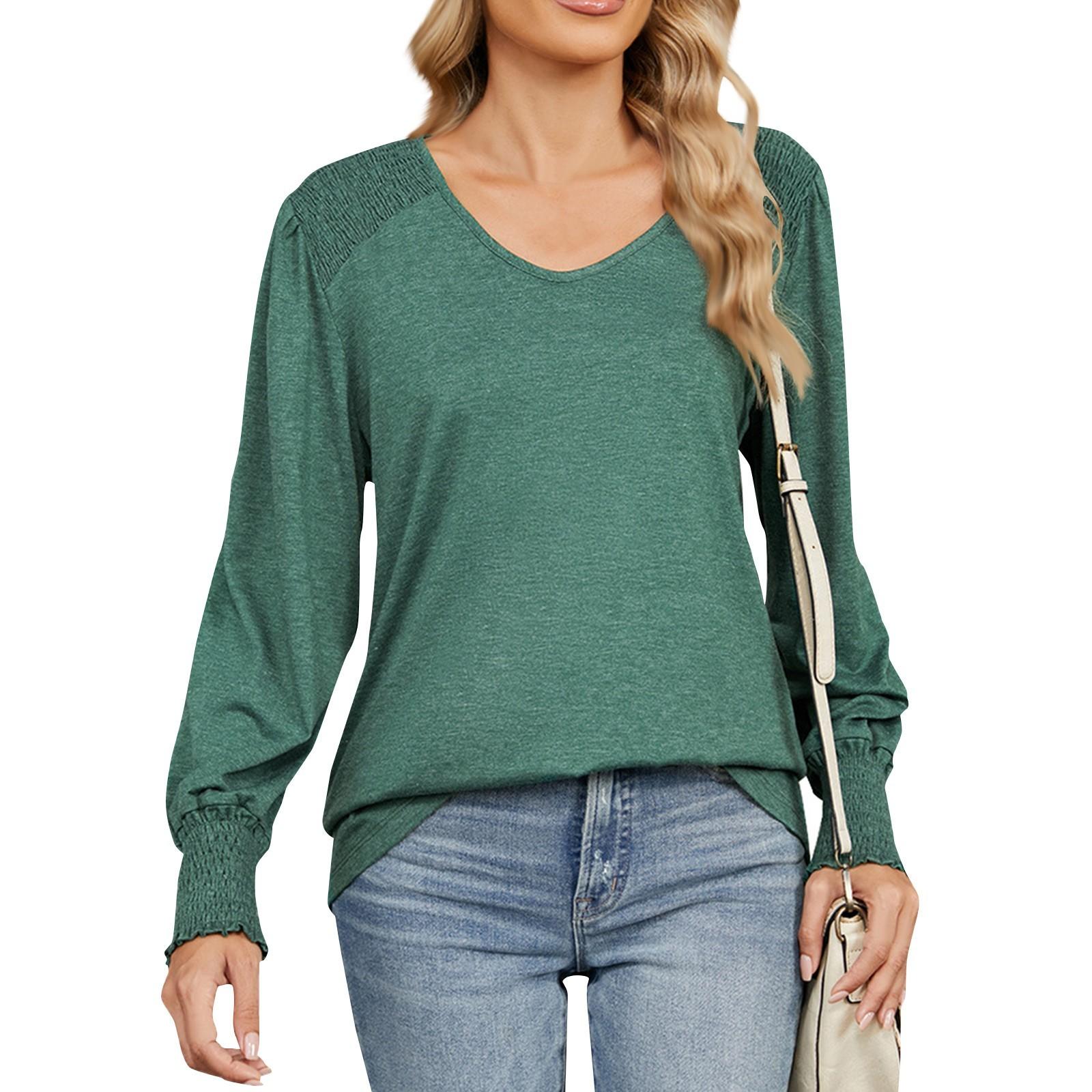 

Women s Tops Long Sleeve Shirt V Neck Casual Loose T Shirt Tops M