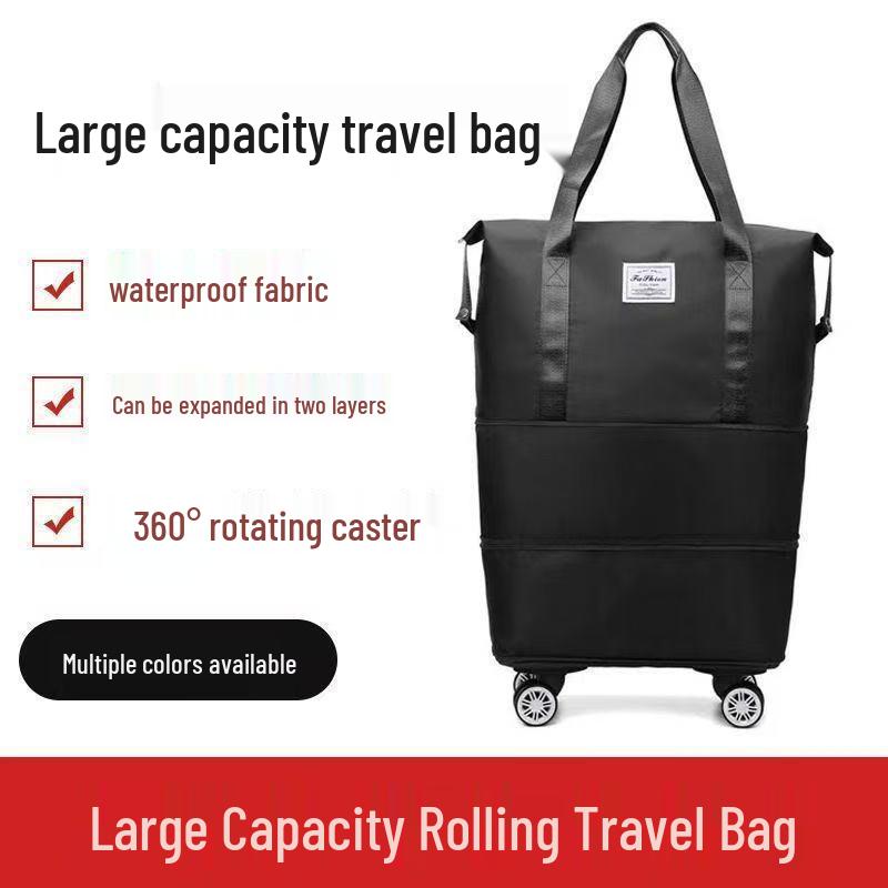 Extra-Large Expandable Travel Duffel with Wheels: Wet/Dry Separation, Lightweight & Practical for Prenatal Storage & Business Trips.