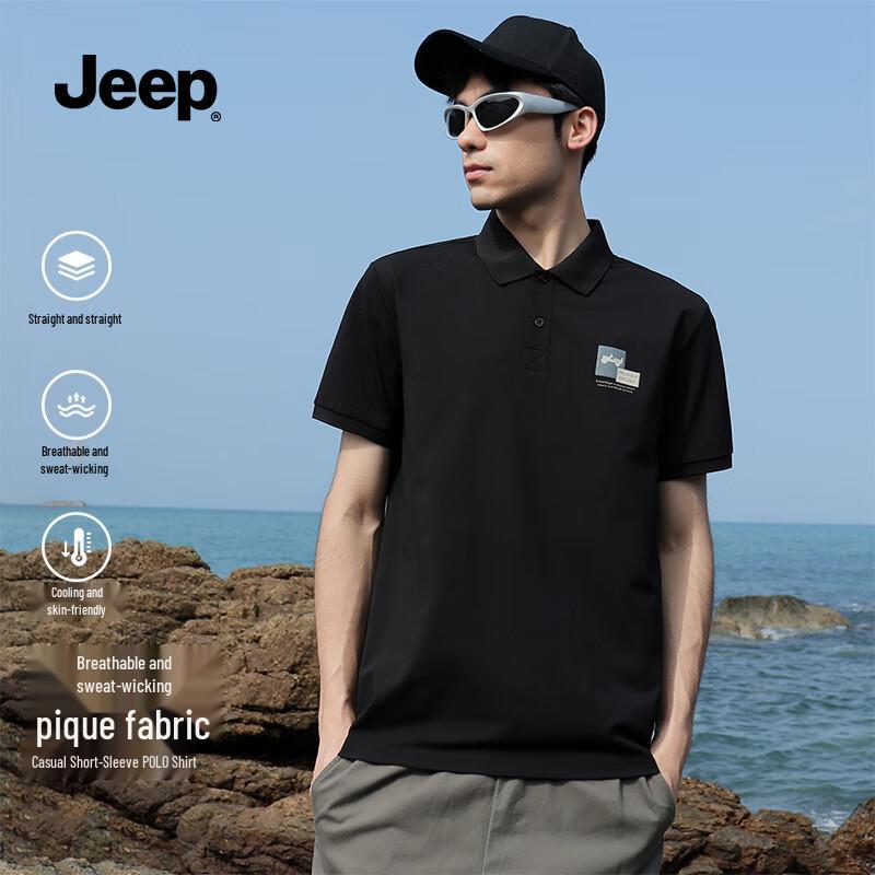JEEP Men s Cooling Ice Silk Lightweight Quick-Dry Polo T-Shirt 4XL