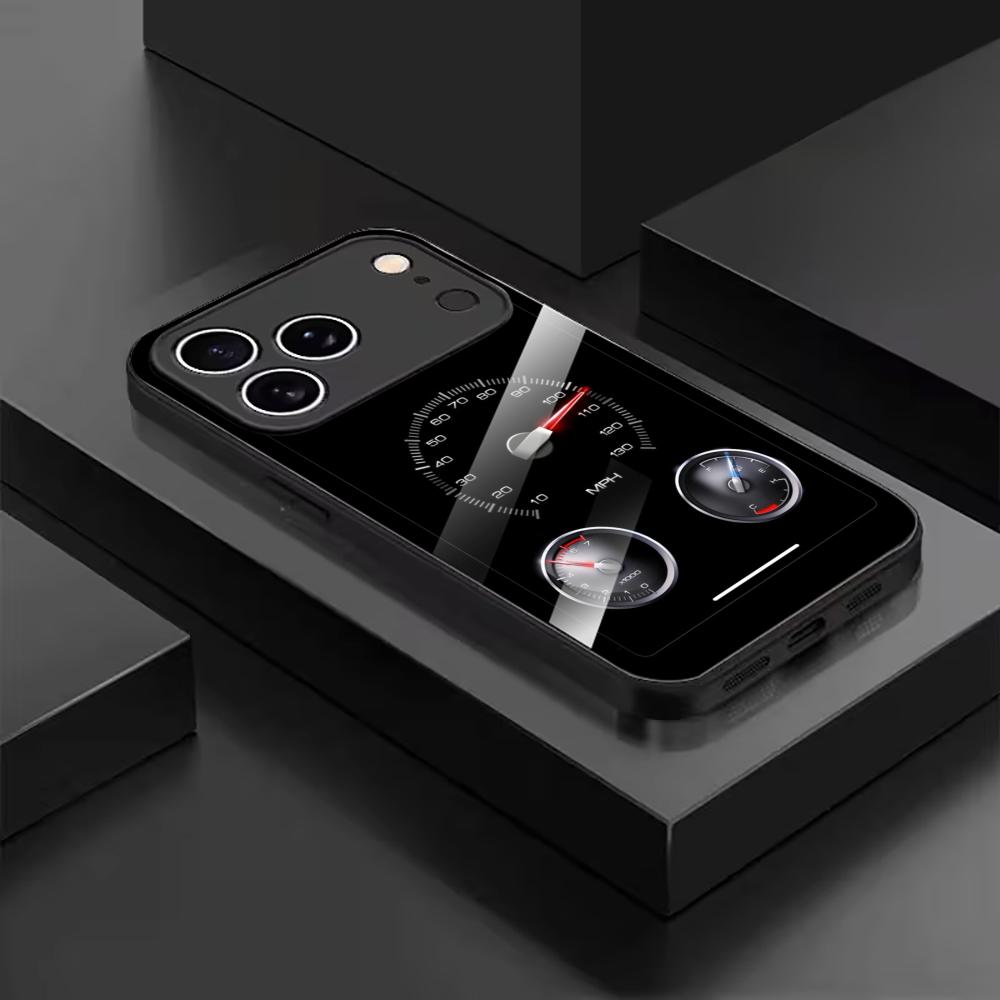 Black Car Dashboard Art mobile phones Glass phone case for iphone 17 pro max cover for iPhone 17 16 15 14 13 12 11pm Pro Plus