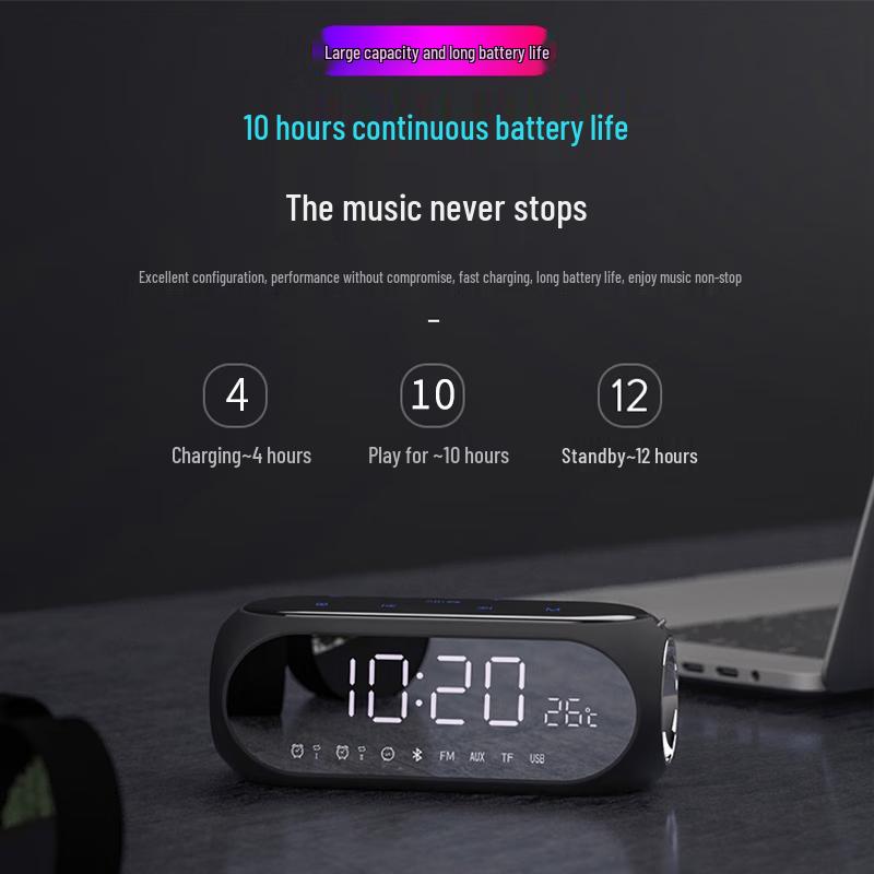 Suoai S69 Portable Bluetooth Speaker with Alarm Clock & Radio