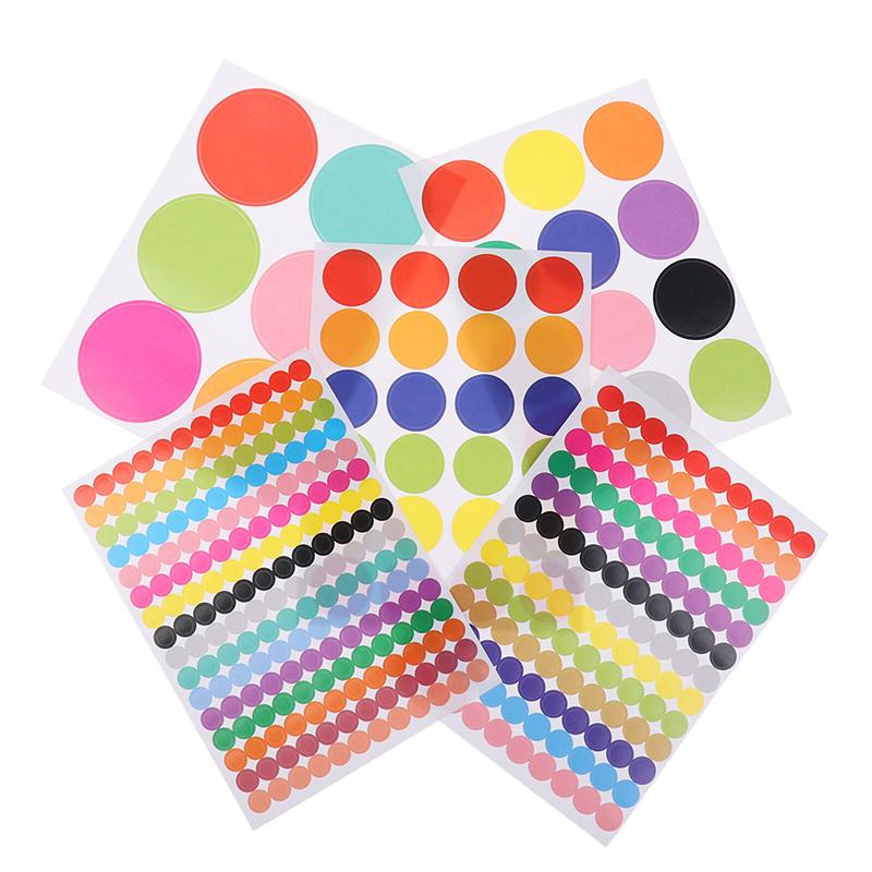 10 Sheets Polka Circle Office Classroom Party Decoration Toys Diary Decoration Marking Sticker 6-45Mm Colored Dot Stickers