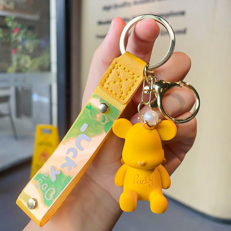 Teddy Cartoon Angel Bear Keychain Resin Cute Keyring Perfect For Celebrations And Gifts