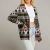 Women's Fashion Long Sleeve Christmas Print V-Neck Button Loose Cardigan Top
