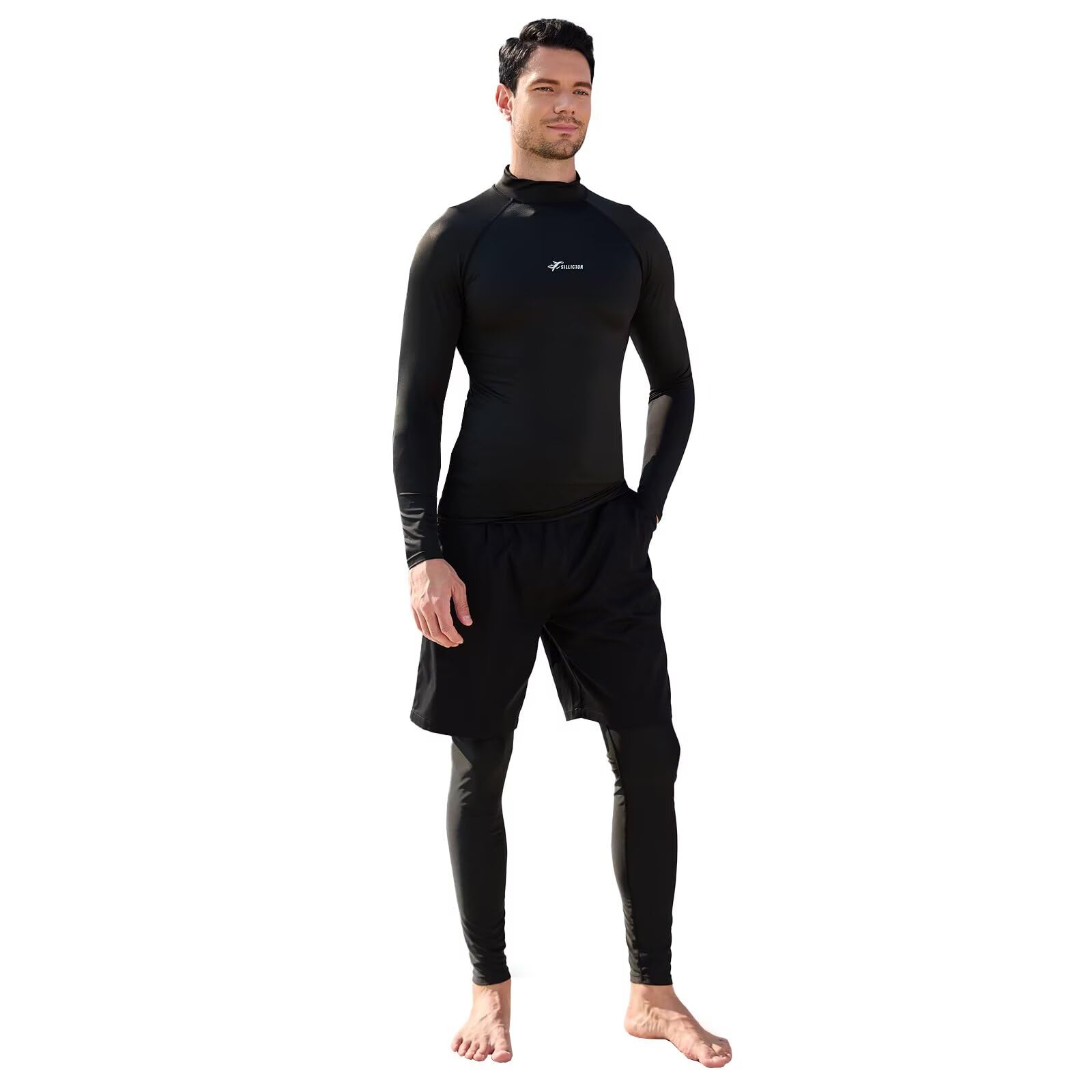 

Sillictor Rash Guard Swimsuit Long Sleeve Rash Shirt Surf Pants Rash Overwear UV Men s Set, + + Leggings, Set, Pool, Ocean, Amphibious, Protection,